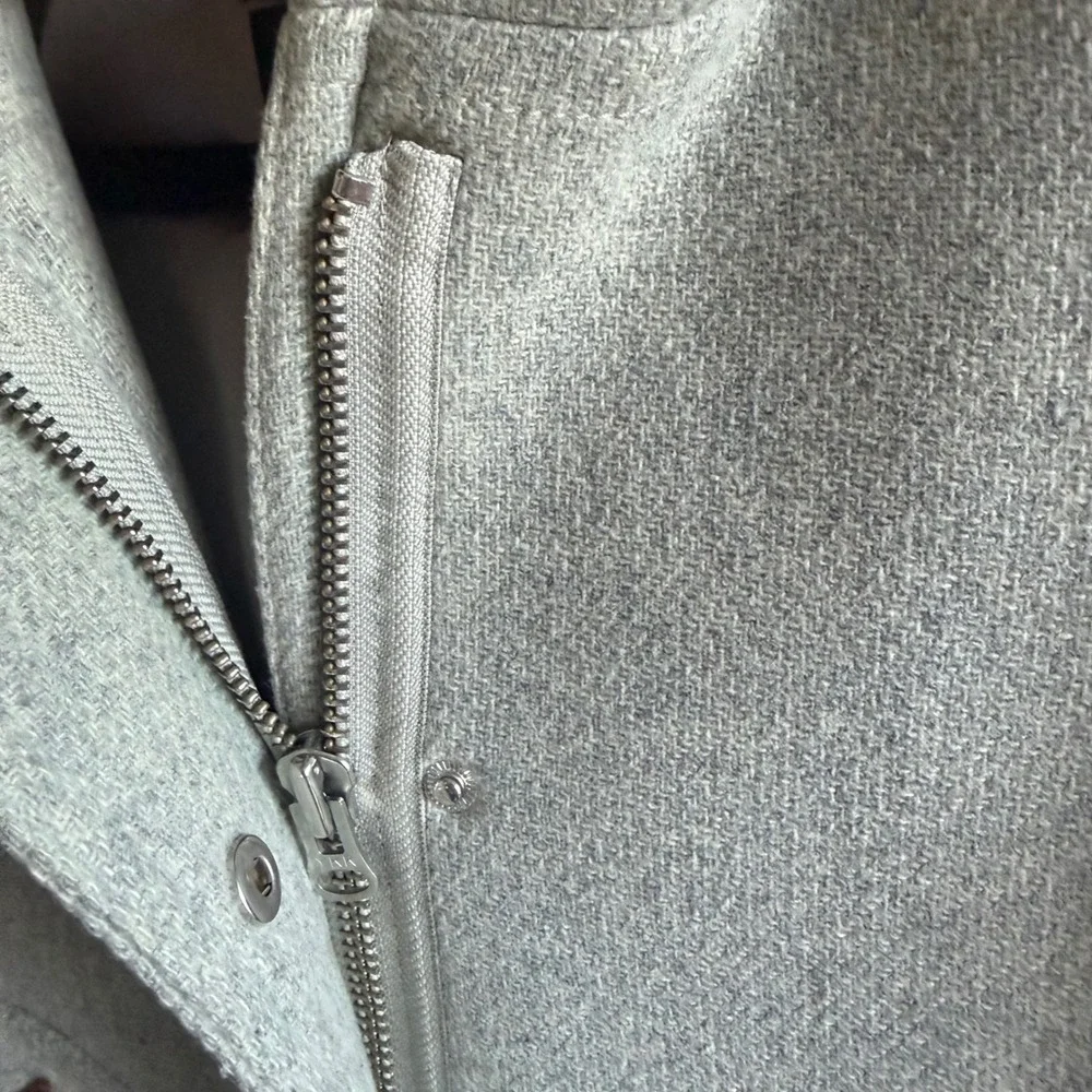 J.Crew Stadium Cloth Nello Gori Wool Blend Hooded Coat Gray Parka Size 00 - Picture 8 of 16